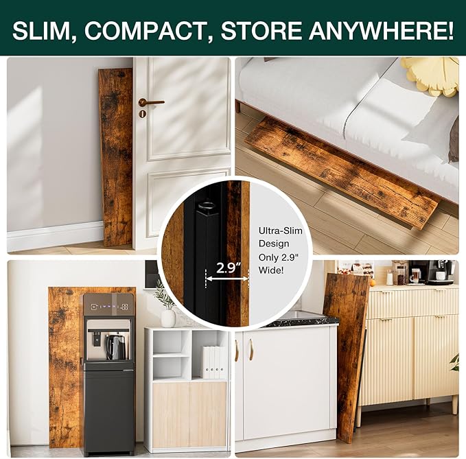 Frylr Small Folding Computer Desk – Portable 43.3 Inch Foldable Laptop Table, Collapsible and Compact for Easy and Fast Setup, Lightweight for Small Spaces, Home Craft and Study Use, Rustic Brown