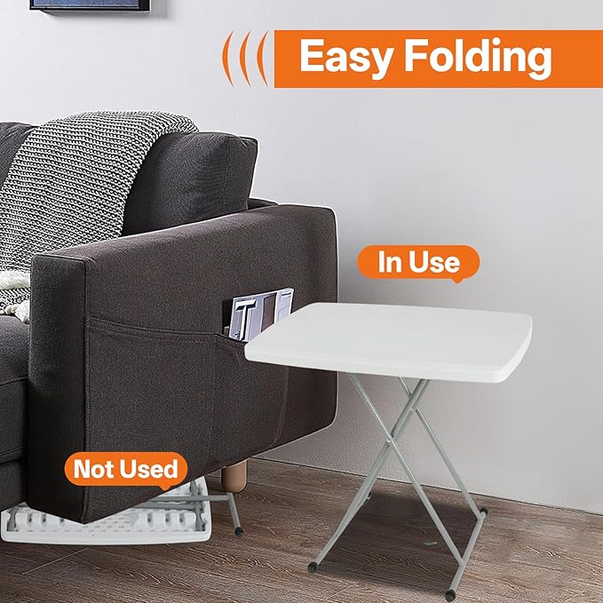 Small Camping Personal Folding Table, Heavy Duty Utility Table with Adjustable Height, 19.68” L x 30.3” W x 29" H, HDPE Construction