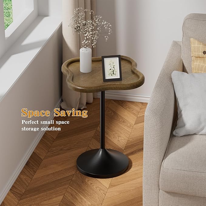 Solid Wood End Table, Sofa Side Table for Small Spaces, Modern Coffee Tables for Living Room, Bedroom, Farmhouse, Office, Walnut