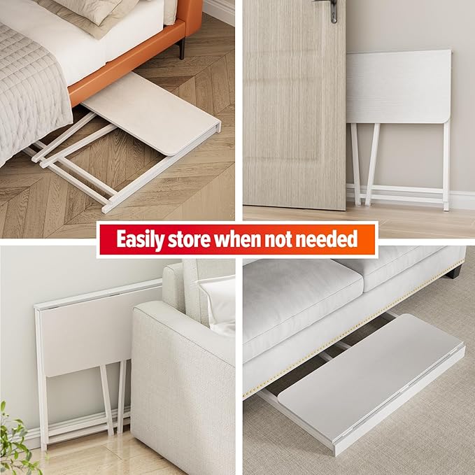 WOHOMO Folding Desk, 31.5" Small Desk for Small Spaces, Easy Assemble Foldable Computer Desk for Laptop, Mini Portable Working Table Narrow Wooden Writing Workstation for Home Office, White