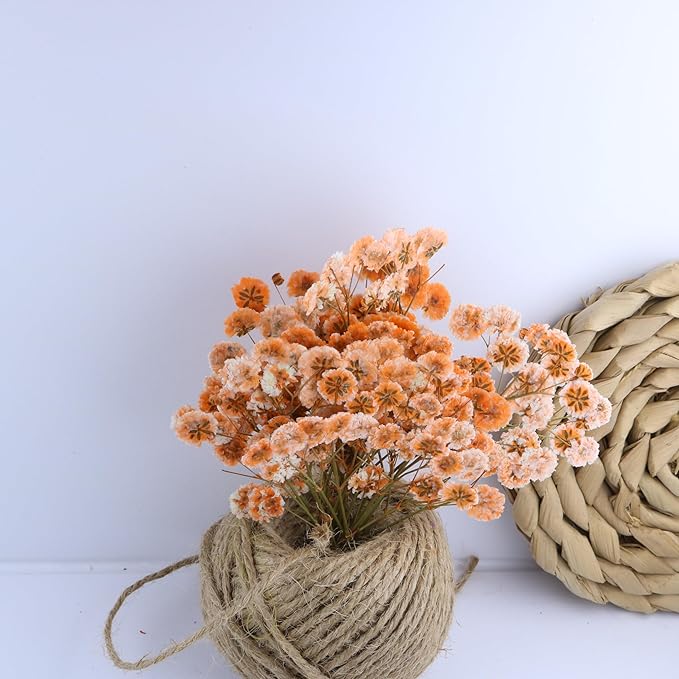 100 Pcs Orange Small Dried Babys Breath Flowers for Resin ,Real Dried Babys Breath Pressed Flower for Wedding Invitations Wax Seals ,Dry Flat Baby's Breath Flower with 1 Tweezers.