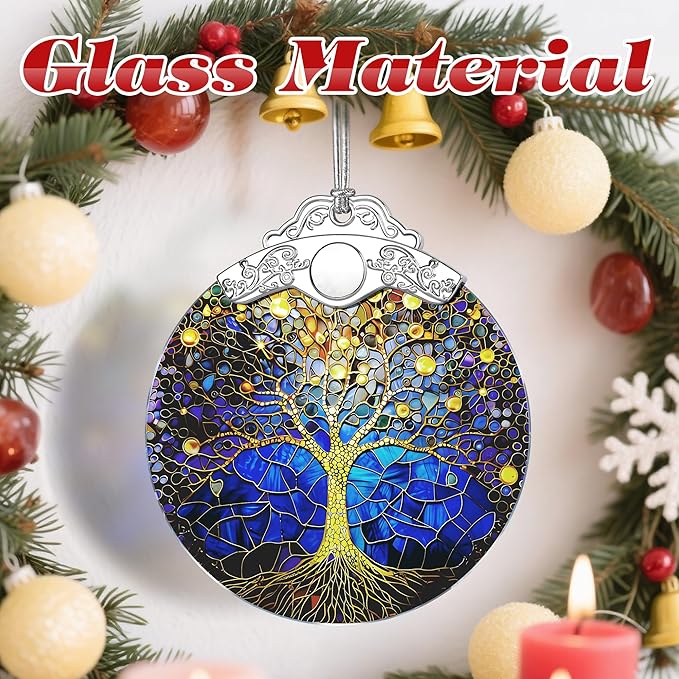 Tree of Life Stained Glass Ornament - Christmas Decorations for Tree | Christmas Ornaments | Holiday Ornament – Holiday Party Gifts | Gift Ideas | Xmas Gift