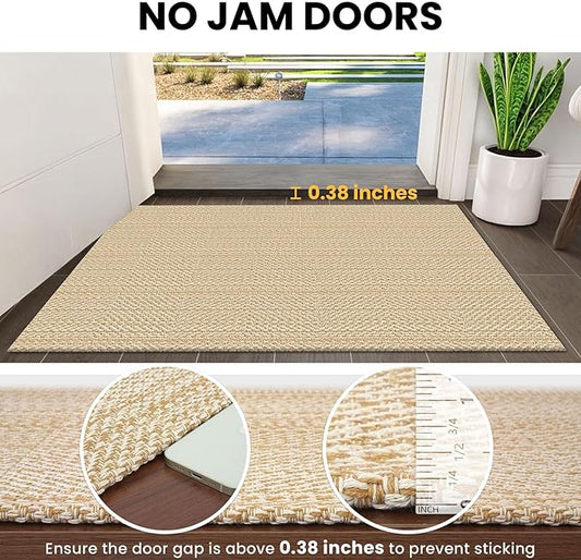 IOHOUZE Washable Exrea Long Hallway Runner Rug 3x20 Non Slip Rubber Backed Kitchen Runner Entryway Runner Indoor, Woven Rug Carpet for Kitchen Hall Entryway Stair, Warm Beige/Orange/Apricot