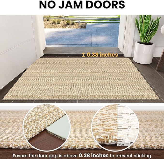 IOHOUZE Washable Exrea Long Hallway Runner Rug 3x14 Non Slip Rubber Backed Kitchen Runner Entryway Runner Indoor, Woven Rug Carpet for Kitchen Hall Entryway Stair, Warm Beige/Orange/Apricot