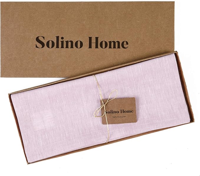 Solino Home Linen Table Runner 72 Inches Long - Athena, 100% Pure Linen Bubblegum Pink Dining Table Runner 14 x 72 Inch for Halloween
