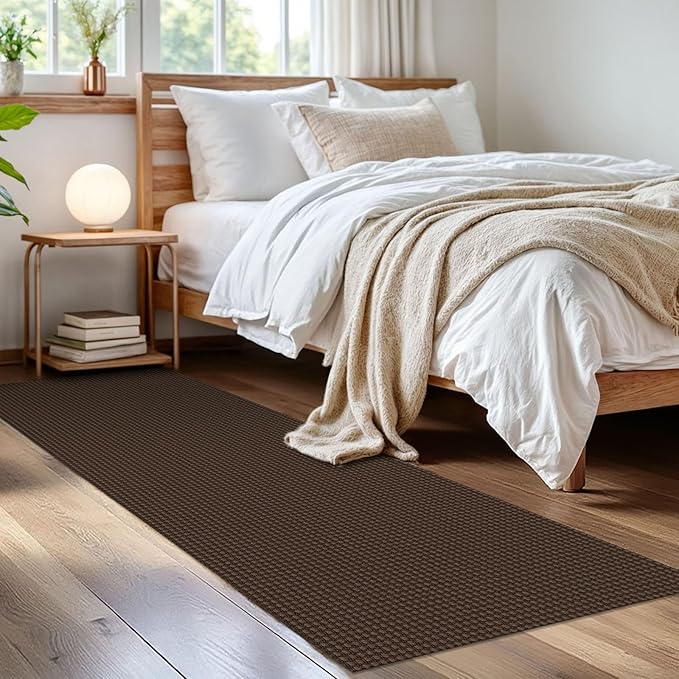IOHOUZE Washable Runner Rug 2x6 Non Slip Runners for Hallways Entryway Runner Indoor, Kitchen Rugs Woven Cotton Floor Carpet for Kitchen Hall Entrance Bedroom, Brown