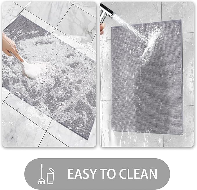 Ultra Thin Indoor Door Mat, Low-Profile Door Mats Indoor Entrance, Non-Slip Natural Rubber Backing Doormat, Washable Entryway Doormats, Fade Resistant Dirt Trapper for Kitchen, 35''x24'',Grey