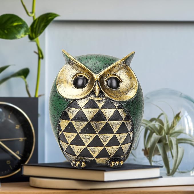 Leekung Owl Statue for Home Decor Accents,Owl Decor for Modern Bathroom Bookshelf Bedroom Mantle Living Room Home Office TV Stand Shelf Boho Decorations,Retro Decor Small Bird Items Gift for Women
