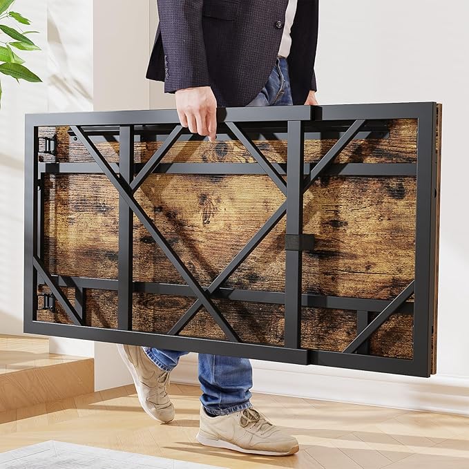 Elephance Folding Desk Writing Computer Desk for Home Office, No-Assembly Study Office Desk Foldable Table for Small Spaces