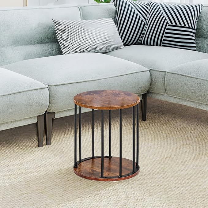 HDANI Small Round Wooden Step Stool for Kids Adults, 300lbs Load Capacity Garden Stool, Non-Slip Small Stool for Plant Stand, Kitchen, Bathroom and Bedroom,Brown