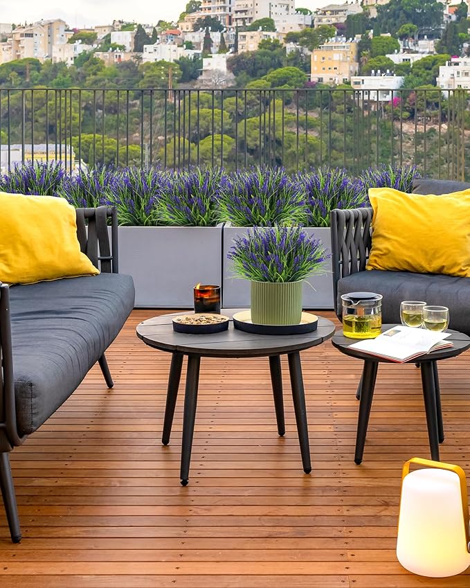 ZINHO 24 Bundles Artificial Flowers Outdoor, Faux Lavender Flowers with Grass UV Resistant Artificial Plants for Outdoor Outside Hanging Planter Window Box Garden Patio Front Porch Decor