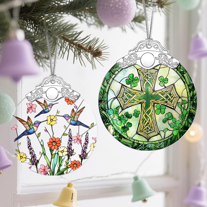 Stained Glass Cross Christmas Ornament: Christmas Tree Ornaments & Decor, Holiday Decor – Holiday Presents, Cross Gift, Religious Gifts, Christian Gift, and Gifts for Friends, Coworker, and Family