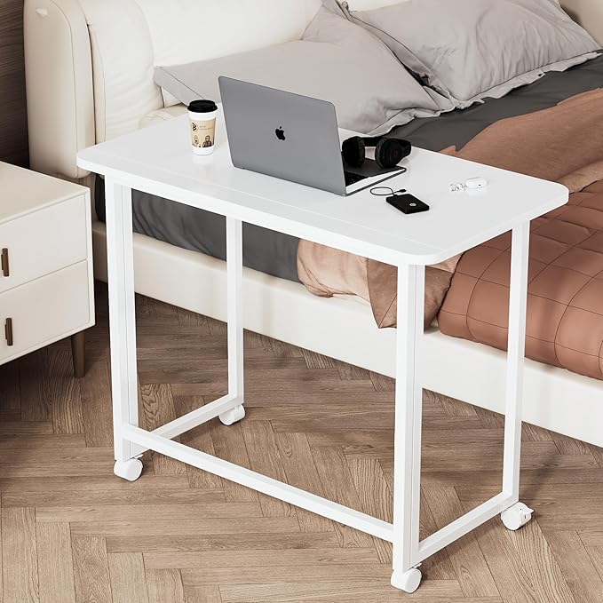 Folding Desk,Not Require Assembly,Small Foldable Desk 31.5" for Small Spaces,Space Saving Computer Table Writing Workstation for Home Office,White