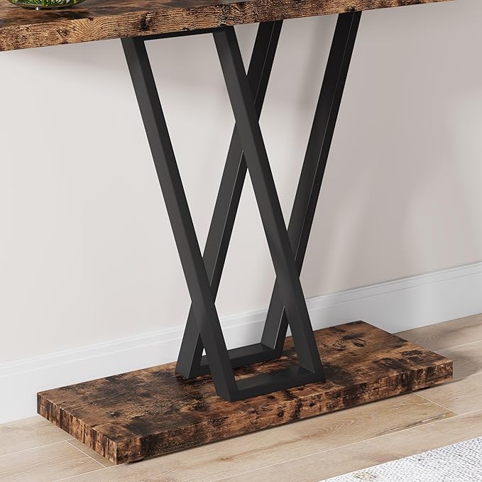 VANOMi Farmhouse Entryway Table, Rustic Sofa & Console Table Narrow Side Table for Living Room, Entryway, Rustic Brown