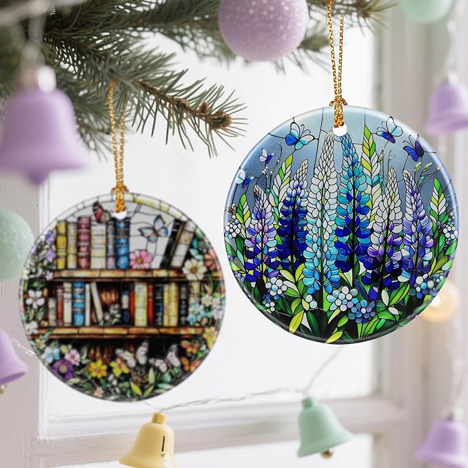 Vibrant Lupine & Butterfly Christmas Ornaments: Christmas Decorations for Tree & Holiday Decor – Holiday Presents, Gift Ideas for Friends, Coworker, Family, Gardener, Teacher, and Neighbor. ﻿