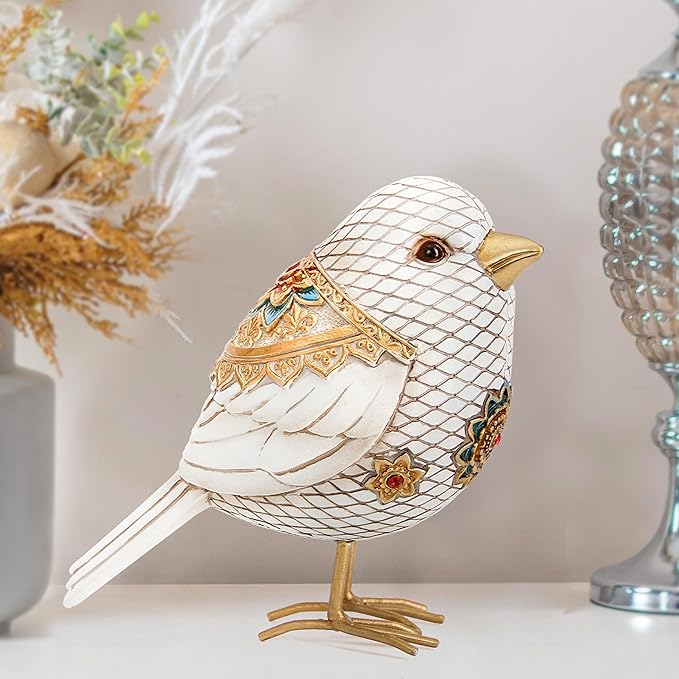 Bird Figuriens for Home Decor Accents,Boho Bird Statue Sculpture for Shelf Decor,Birds Decorations for Home Table Bookshelf Mantels Office,Vintage Animal Decor,Decorative Birds Gifts for Women