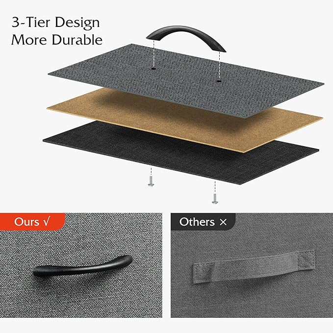 WLIVE 7 Drawer Dresser TV Stand, Entertainment Center, Media Console Table with Metal Frame and Wood Top for TV up to 45 inch, Chest of Drawers for Bedroom, Living Room, Dark Grey