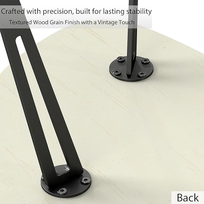 Manora Small Oval Coffee Table White, Modern Coffee Tables for Living Room, Office Coffee Table Small Space, Minimalist Center Table, Tea Table, Easy Assembly