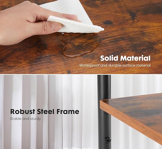 Sweetcrispy 3-Tier End Table with Adjustable Feet, Side Tables, Small Nightstand, 1-Pack for Bedroom, Living Room, Office, Brown