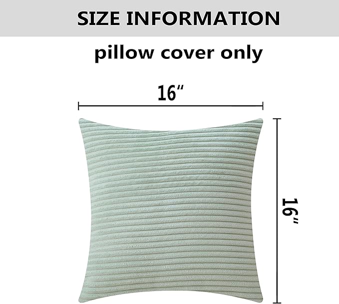 Home Brilliant Decorative Spring Pillow Covers for Couch Set of 2 16x16 Throw Pillow Covers Sofa Bench Sage Green, 40cm, 16 x 16 Inch, Mint