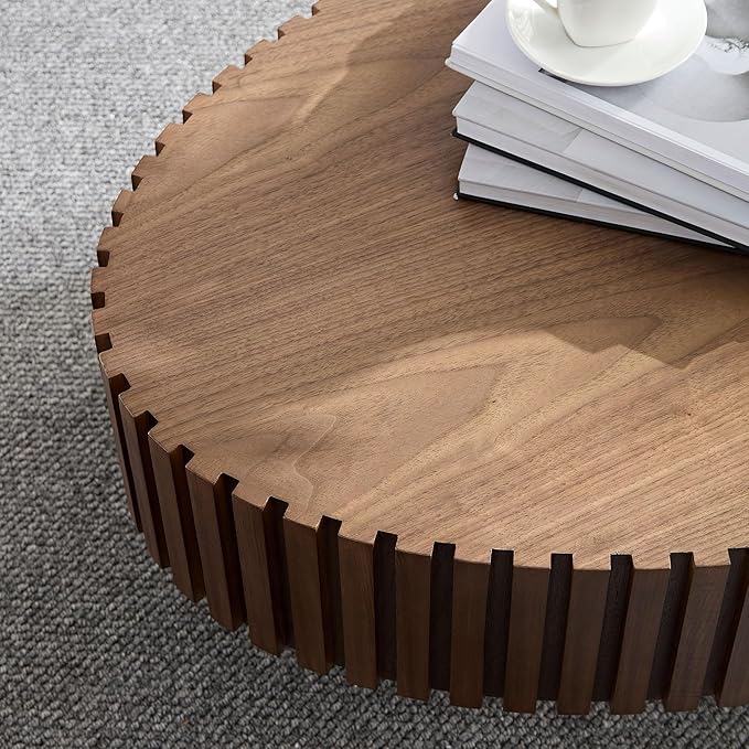 Oval Coffee Table, 43.7" Modern Coffee Table Wood Side Table Accent End Table Center Table with Sturdy Pedestal for Living Room Bedroom Apartment, Walnut