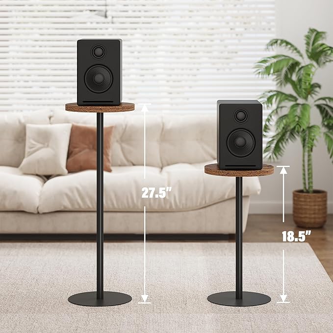 TUTOTAK Tall Round Side Table, Small End Table, Set of 2, Beside Table, Drink Table, Pedestal Side Table, livingroom, Brown TB01BB0652