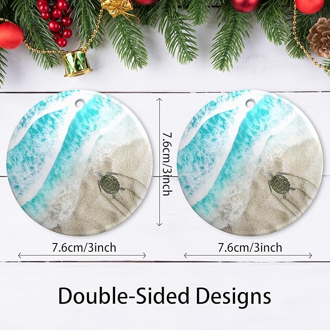 Sea Turtle Christmas Ornaments 2025 Sea Turtle Ornament Holidays Ornaments Beach Christmas Tree Ornaments Hanging Accessories Navidad decoracion Xmas Gifts for Home Indoor Outdoor Decor