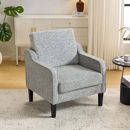 VINGLI Accent Chair for Living Room Chairs Reading Chair for Bedroom Chair Scooped Arm Chair Mid Century Modern Accent Chairs Upholstered Comfy Chair for Apartment, Waiting Room (2, Texture Gray)