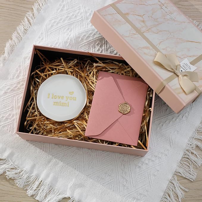 HOME SMILE I Love You Mom Ring Dish Jewelry Tray-Mother's Day Birthday Gifts for Mom-Best Gifts for Mother Who Have Eveything-Valentine's Day for Mum Unique