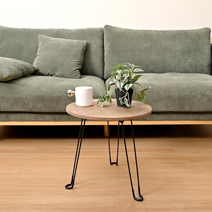 SwallowLiving Farmhouse Side Table with Metal Legs & Wooden Top - Small Wood End Table Nightstand for Living Room, Bedroom - Rustic Accent Table (16 Inch, Brown)