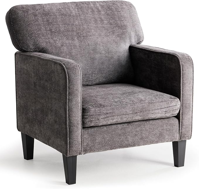 Sweetcrispy Modern Accent Chairs for Living Room, Corner Chairs for Adults, Reading Chair with Armrest and Backrest, Comfy Lounge Chairs for Bedroom, Waiting Room and Reception Room, Grey