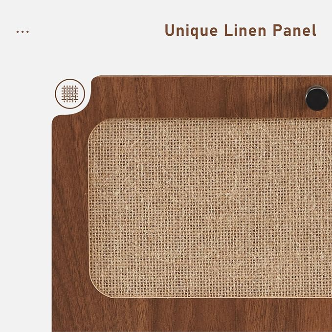 16" Wood Nightstand Set of 2, Farmhouse End Table with 2 Storage Drawer, Mid-Century Modern Bedside Table with Linen Decor, Minimalist Night Stand for Living Room, Bedroom & Small Space (Walnut)