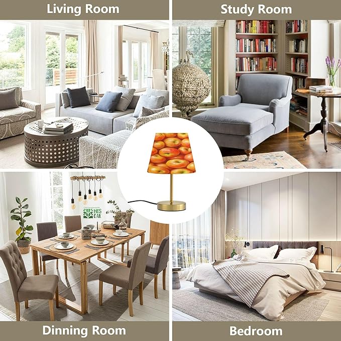 Apple Light Yellow Table Lamp LED Desk Lamp for Bedroom Nightstand Living Room Office Home Decor, 5.9x11.4 inches