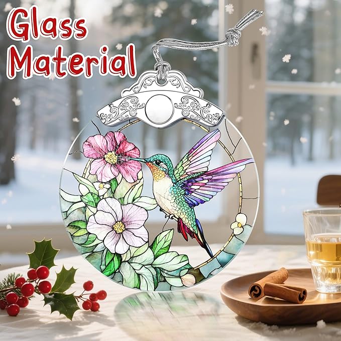 Stained Glass Hummingbird Christmas Ornament: Christmas Tree Ornaments & Decor, Holiday Decor – Holiday Presents, Gift Exchange Ideas & Elegant Keepsake for Family, Coworkers & Friends