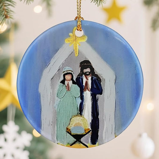 Nativity Scene Christmas Ornament, Jesus’ Birth Christmas Ornament, Holy Family Decoration, Religious Holiday Decor | Gifts for Christian, Gifts for Religious Women - Style D