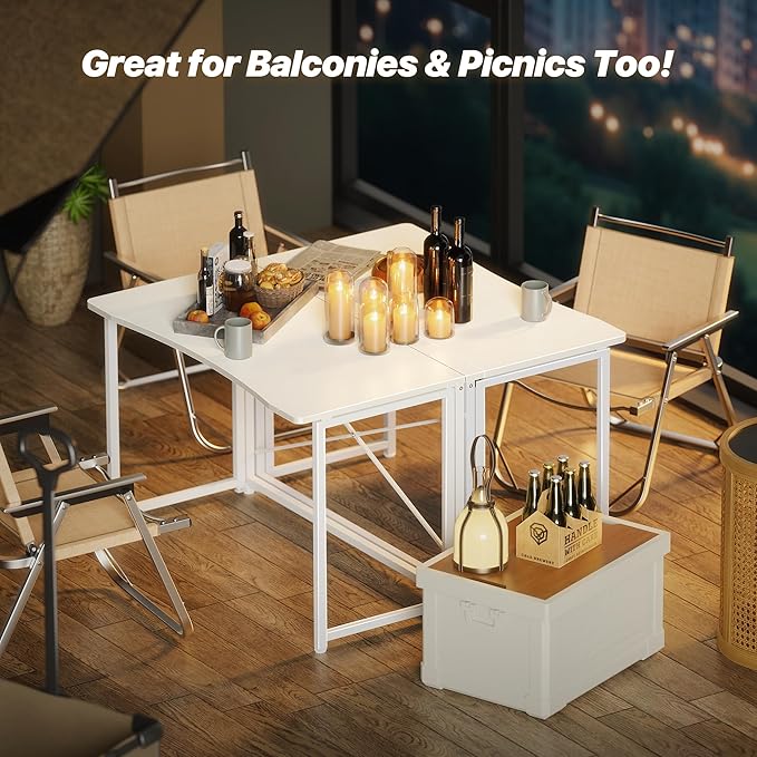 Huuger Folding Desk for Small Spaces, 39.4 Inch Foldable Computer Table, for Home Office, Study, Bedroom, Dorm, Space Saving, Small Writing Work Office Computer Desk, Easy to Fold, White