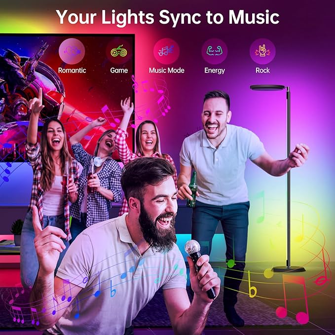 Smart LED Floor Lamp, RGBCW Corner Lamp Works with Alexa, 2000LM Color Changing Standing Lamp with 16 Million DIY Colors,Music Sync,Torchiere Tall lamp for Living Bedroom Room,APP/Voice/Remote Control