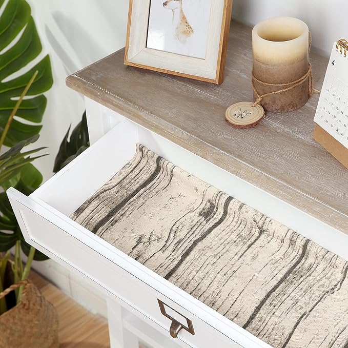 Console Sofa Table with Drawers, 3-Tier Farmhouse Entryway End Table with Open Storage Shelves, Accent Side Table for Hallway Living Room, Wooden Top, Handcrafted Finish (White)