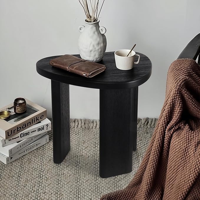 Oakrain Black End Tables, Wood Sofa Bed Side Table, Modern Nightstand for Bedroom, Small Coffee Table for Living Room