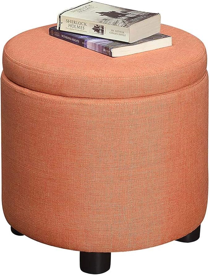 Designs4Comfort Round Accent Storage Ottoman with Reversible Tray Lid