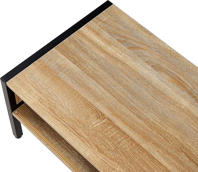 40.16" Modern Rattan Coffee Table with Sliding Door Storage, Metal Legs - Stylish Living Room Center Table, Rustic Brown Woven Design, Sturdy & Spacious