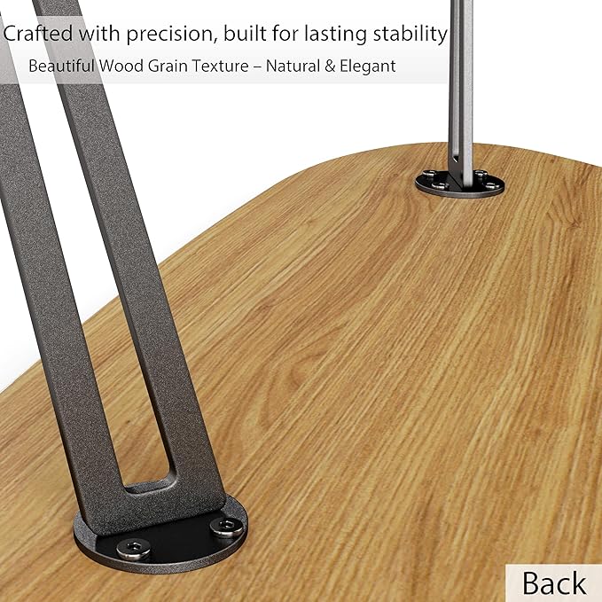 Manora Modern Mid Century Coffee Table, Oval Triangle Wood Center Table with Sturdy Metal Legs, Stylish Living Room Accent Table for Small Spaces