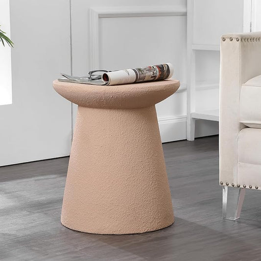 JONATHAN Y TBL1108B Hollie 18" Minimalist Modern Drum Indoor/Outdoor Accent Table Pedestal, Contemporary, Mid-Century, Art Deco, Bohemian, Patio, Garden Room, Bathroom, Living Room, Pink Frosted