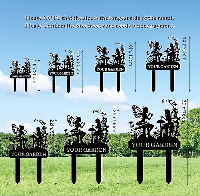 Personalized Garden Signs with Stake, Metal Custom Fairy Garden Signs for Outdoor Waterproof, Customized Metal Name Sign, Home Patio Yard Outdoor Decor Gifts for Gardeners