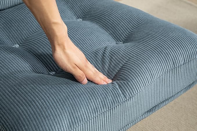 ZOBIDO Modern Accent Corduroy Chairs Comfy Upholstered Vanity Chairs for Bedroom Armchair Dining Chairs with Golden Metal Legs Desk Chair for Living Room(Blue