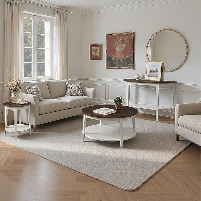 Half-Moon Console Table, 41" Long Sofa Table with Storage,2-Tier Brown Entryway Table for Living Room, Hallway, Entrance, Foyer