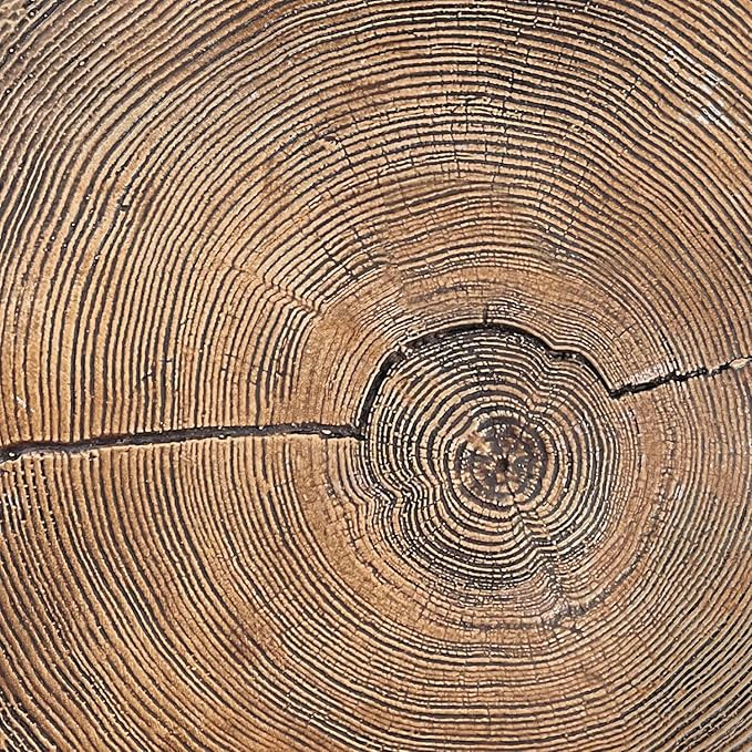 SUNBURY Outdoor Accent Table, 13" W Hourglass Shaped Outdoor Side Table for Patio, Concrete Garden Stool End Table, Morden Concrete Wooden-Look Top for Bedroom, Garden, Backyard