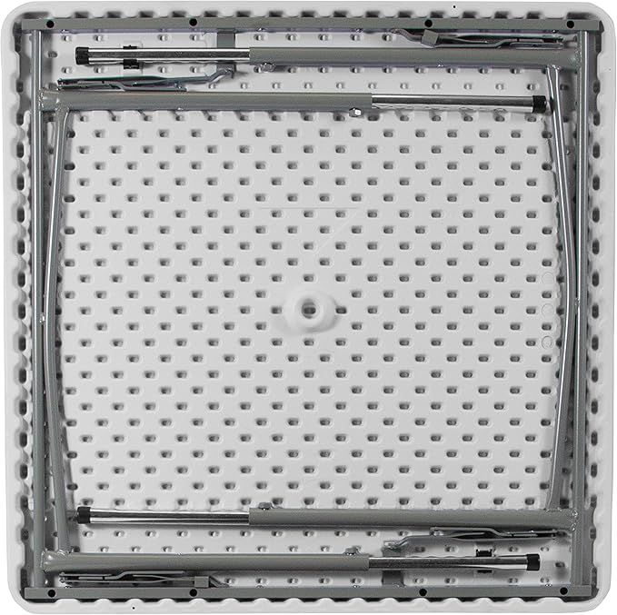 EMMA + OLIVER 2.79-Foot Square Height Adjustable Granite White Plastic Folding Table