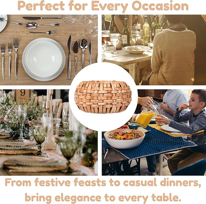 Napkin Rings Set of 12 - Handmade Decorative Serviette Rings for Dining Table, Weddings, Parties, Events, Holiday Gatherings, and Everyday Use Boho Rustic Farmhouse Décor (Brown) - ALPHA Living HOME