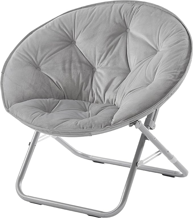 Urban Lifestyle Micromink Foldable Saucer Chair, Grey